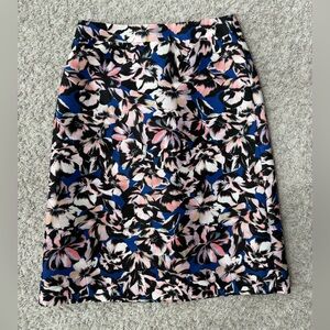 J. Crew Floral A-line Skirt - Black, Pink and Blue